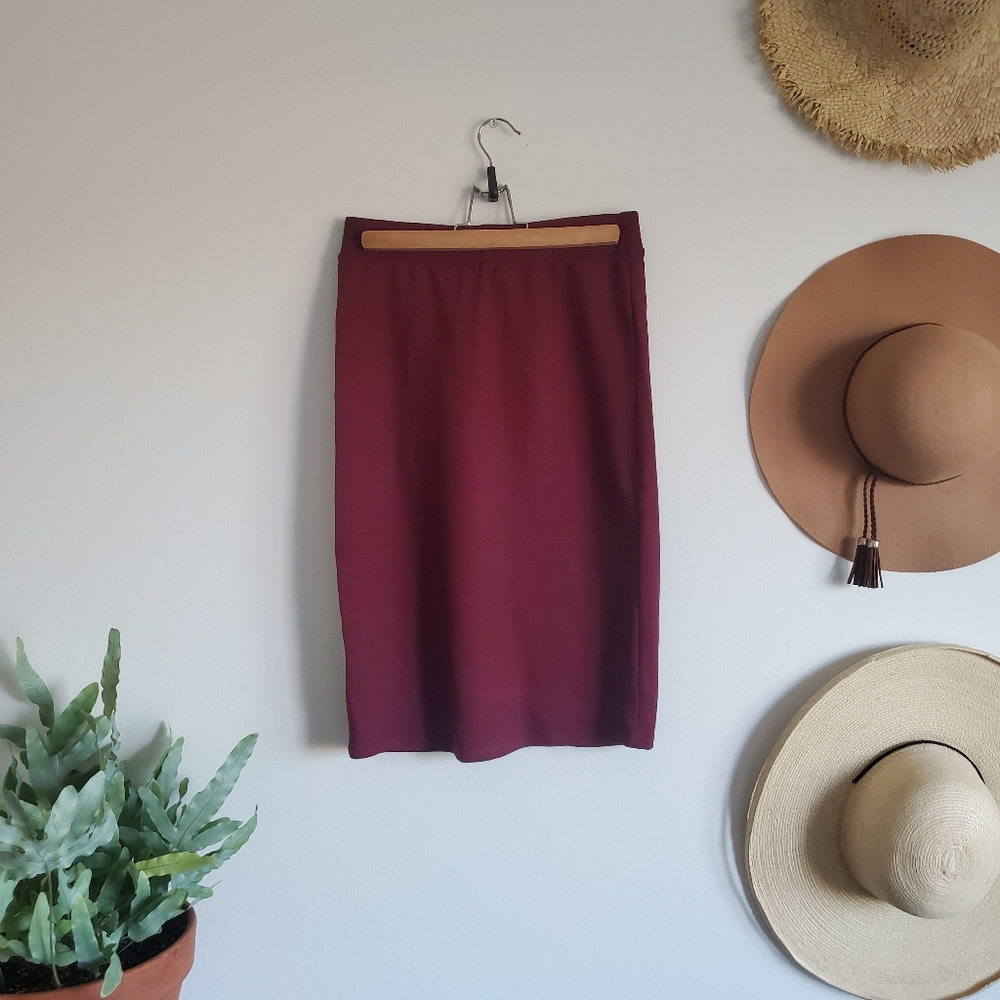 Maroon Pencil Skirt Knee length